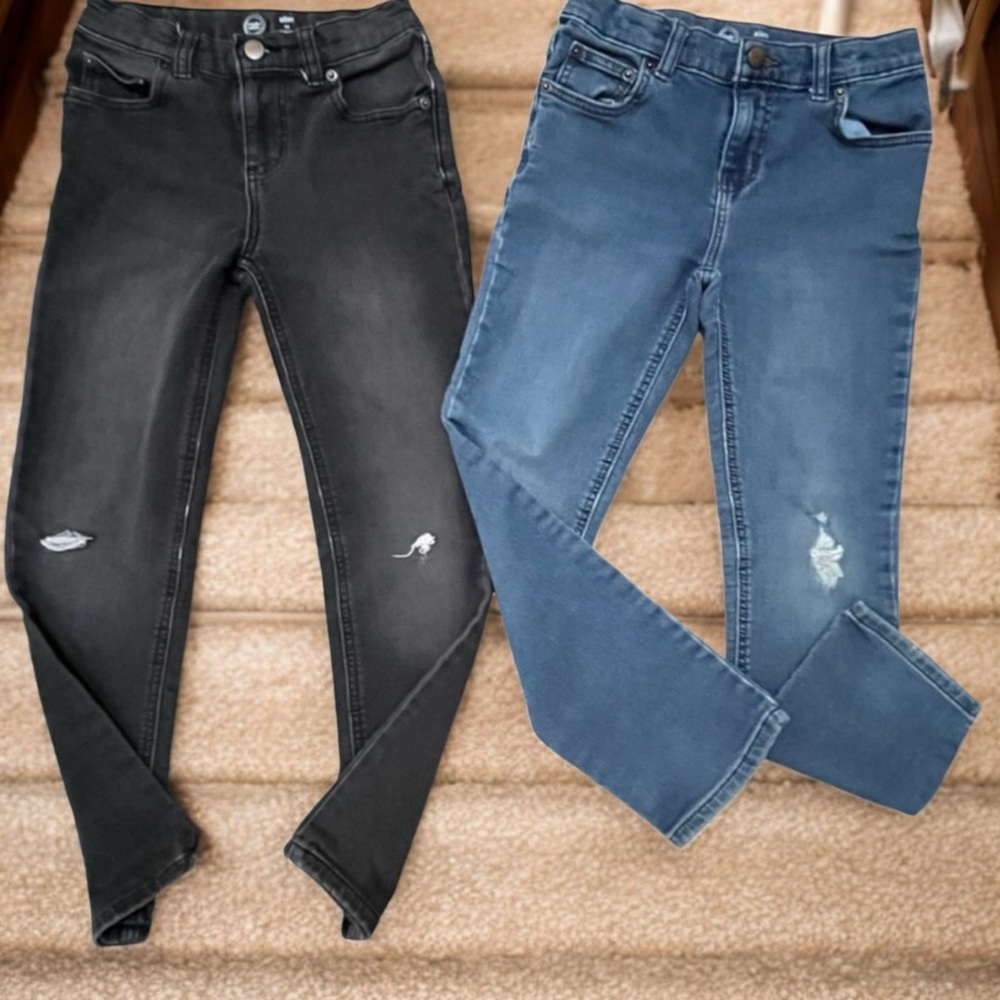 2 Boys Slim Distressed Ripped Denim Jeans size 10